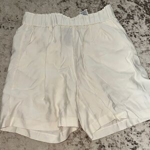 Women's White Elastic Waist Shorts